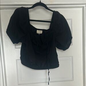 Universal Thread Black Puff Sleeve Crop Top